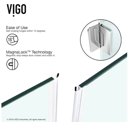 VIGO Corner Clear Glass Shower Door Kit (new) - Image 7