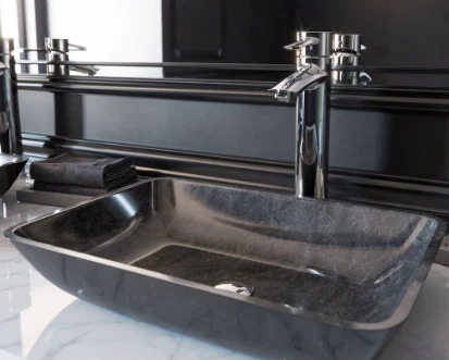 VIGO Donatello 18"L x 13"W x 4"H Onyx Glass Rectangular Vessel Bathroom Sink in Gray - Image 2