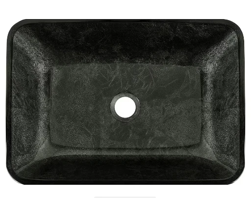 VIGO Donatello 18"L x 13"W x 4"H Onyx Glass Rectangular Vessel Bathroom Sink in Gray - Image 4