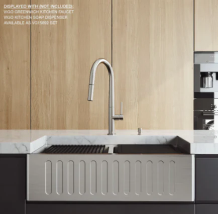 Vigo Double Stainless Steel Farmhouse Sink with Accessories (new) - Image 4