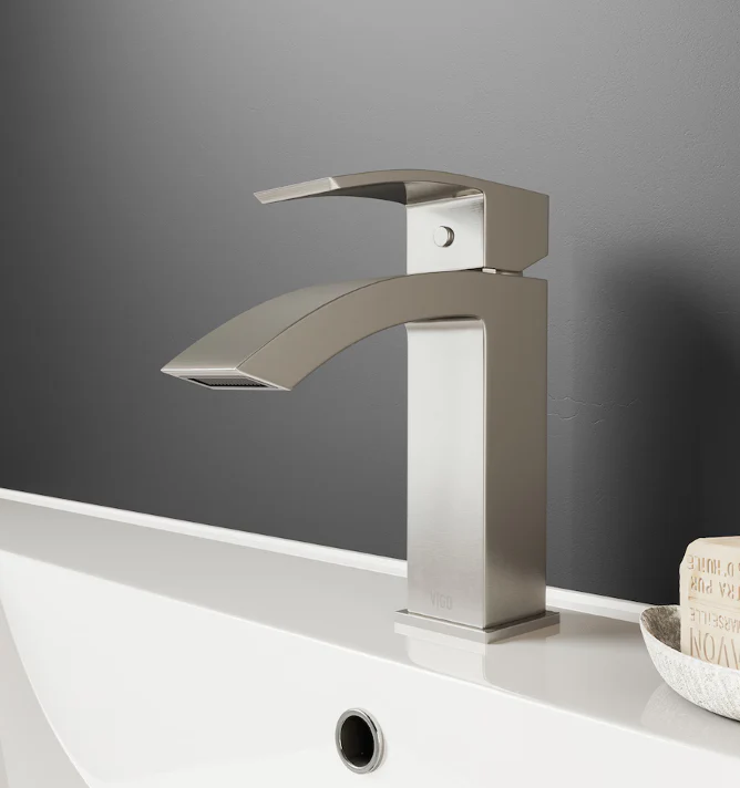 VIGO Satro Single Hole Single-Handle Waterfall Bathroom Faucet in Brushed Nickel (new)