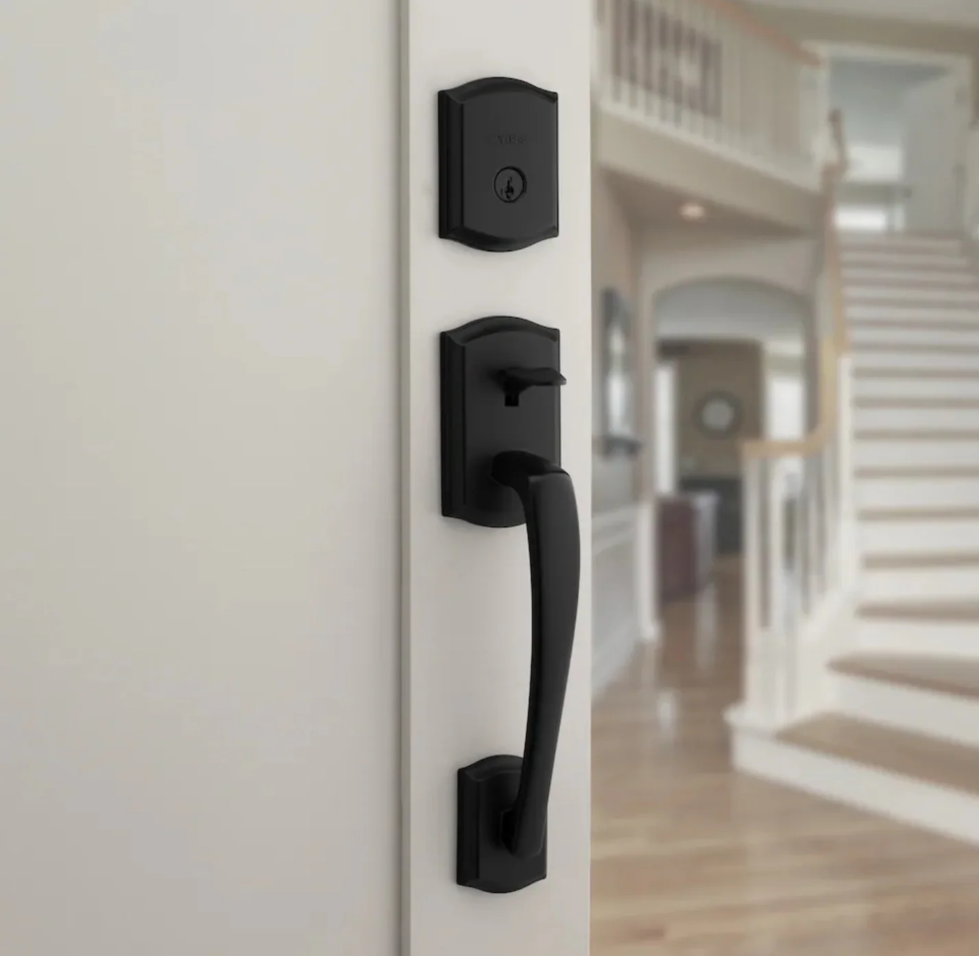 Weiser Prescott x Katella Matte Black Exterior Door Handle Set/Entry Door Lock with Key (New) (Missing Back Plate)