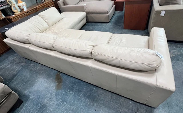 White Leather Sectional (used) - Image 3